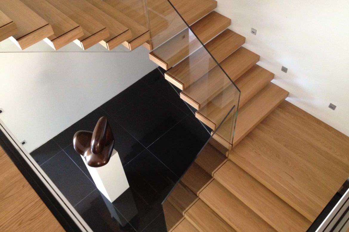 Verre sécurit sur escalier sans main courante 1